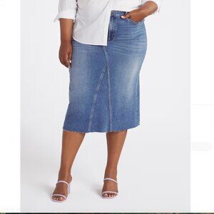 NWT Just Black Leila Scissor Cut Midi Skirt Size 3X 18W / 20W Plus Size Stretchy